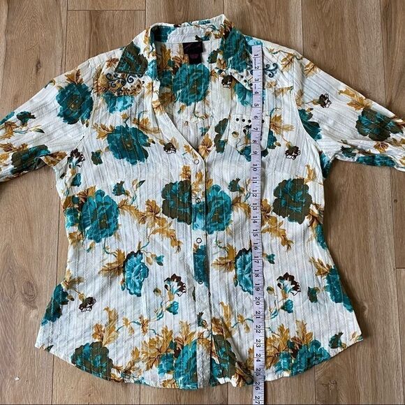 Torrid Floral Print Ribbed Button Down Plus Size 0X - Picture 4 of 11